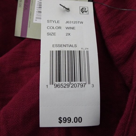 John Mark Tunic Top Women's Plus Size 2X Red Wine Color Relaxed Fit - Picture 7 of 10